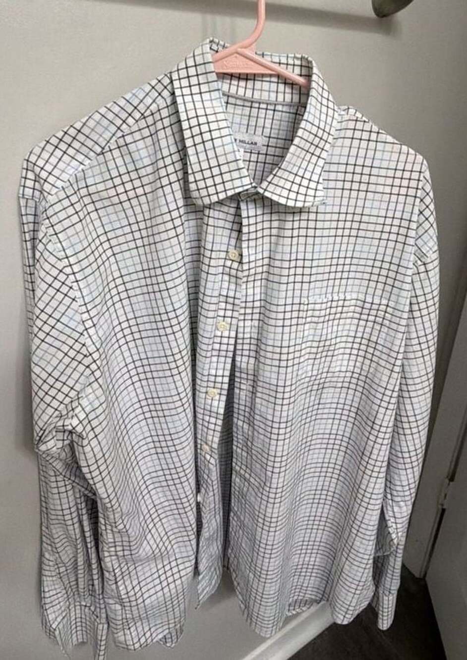 Peter Millar Shirt Mens XL Plaid Windowpane Check Long Sleeve Button Down